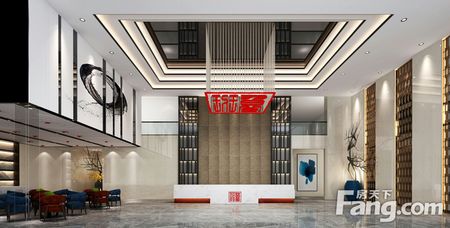 全案定制整裝服務平臺：魯班產(chǎn)業(yè)園一樓大廳設計效果圖